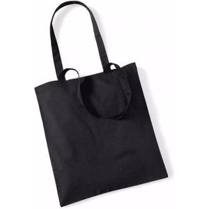 10x Katoenen schoudertasjes zwart 42 x 38 cm - 10 liter - Shopper/boodschappen tas - Tote bag - Draagtas