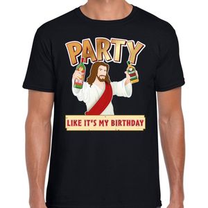 Zwart kerstshirt  / kerstkleding met party Jezus voor heren