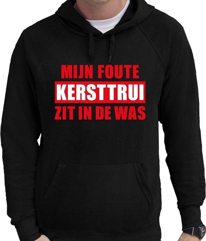 Bellatio Decorations - Foute Kerst - Hoodie - Zwart - Mijn foute kersttrui zit in de was