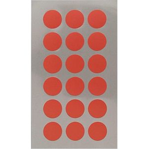 Hobby stickers - 72x stuks - D15 mm - rode ronde stickers - Kantoor stickers - Scrapbook - knutselmateriaal