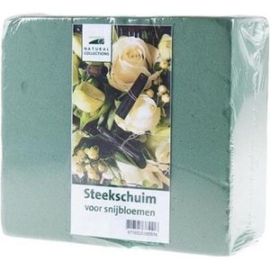 6x blok groen steekschuim/oase - vochtig/nat gebruik - 20 x 7 x 10 cm - Bloemstukken/kerststukjes maken - Hobby/decoratie materiaal