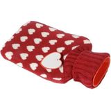 Rode kruik met hartjes hoes 0,75 liter - Warmwaterkruik met pluche hoes/kruikenzak - Valentijnsdag cadeau