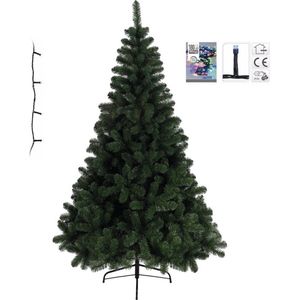 Bellatio Decorations Kunst Kerstboom Imperial Pine 120 cm - Inclusief Gekleurde Verlichting - Eenvoudig Opzetten - PVC/Metaal