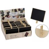 30x Schoolbord memo bordje met knijper 15 x 12 cm - wanddecoratie