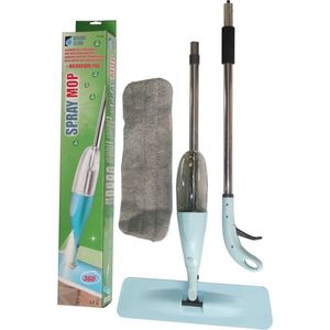 Vloermop Microvezel met Sprayfunctie - Benson Spray Mop Vloerwisser Lichtblauw/Zilver