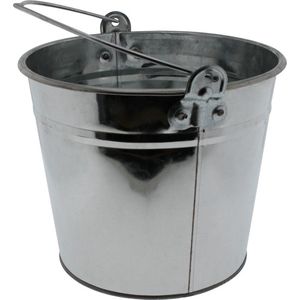 Emmer van zink - 5 liter - zilverkleurig - 16 x 21 cm - Plantenbakken/potten