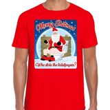 Bellatio Decorations - Fout Merry Shitmas T-shirt - Rood - Katoen