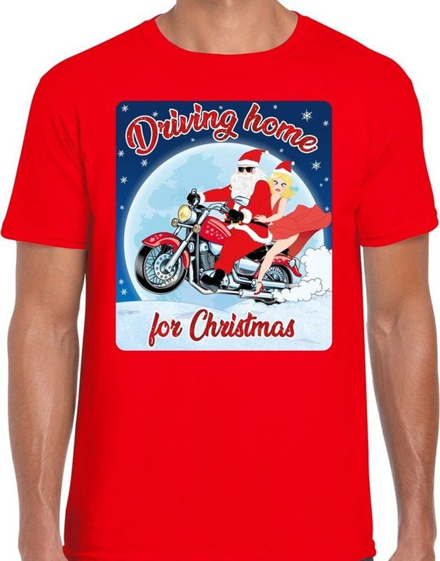 Bellatio Decorations - Driving Home For Christmas - Shirt - Rood - Katoen