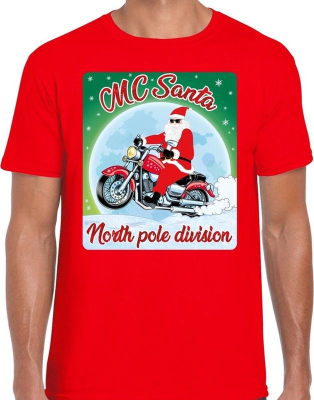 Bellatio Decorations - MC Santa North Pole Division - Fout T-shirt - Rood - Katoen