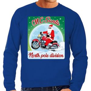 Bellatio Decorations - MC Santa North Pole Division - Foute Kersttrui - Blauw - Voor Heren