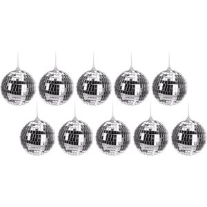 10x Kerstboom decoratie discoballen zilver 10 cm - Kerstbal