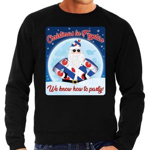Zwarte foute Friesland kersttrui / sweater Christmas in Fryslan we know how to party voor heren - kerst truien