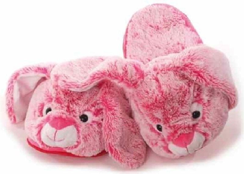 Dieren - Konijn/Haas - Pantoffels - Roze - Polyester Pluche