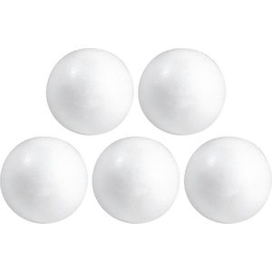 Piepschuim bollen/ballen - 5x - D5 cm - wit - styropor - hobby