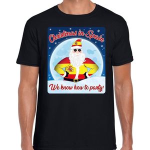 Fout Spanje Kerst t-shirt / shirt - Christmas in Spain we know how to party - zwart voor heren - kerstkleding / kerst outfit XL