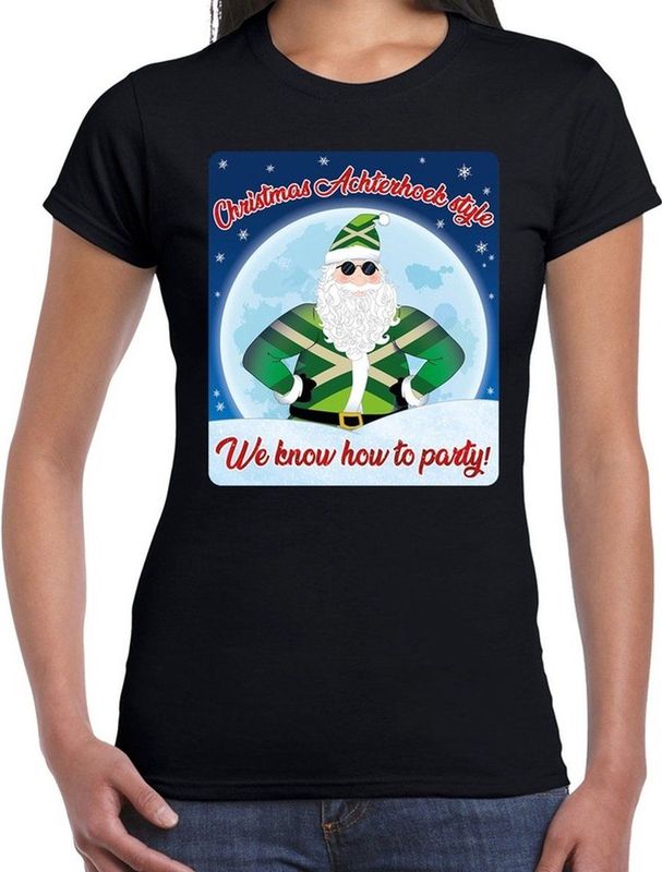 Fout kerst shirt Achterhoek style zwart voor dames