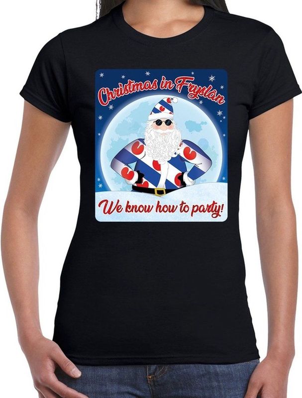 Fout Friesland kerst shirt Christmas in Fryslan zwart voor dames