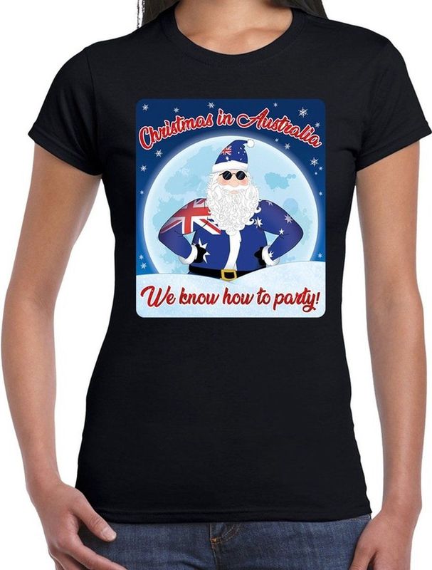Fout Australie kerst shirt Christmas in Australia zwart voor dam