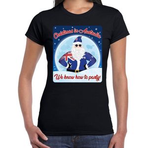 Fout Australie Kerst t-shirt / shirt - Christmas in Australia we know how to party - zwart voor dames - kerstkleding / kerst outfit L