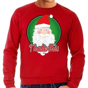 Bellatio Decorations - Foute Kersttrui - Rood - I Hate This - Voor Heren