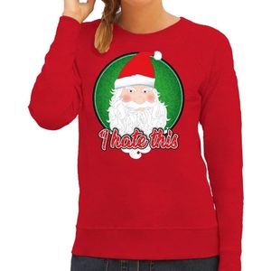 Foute Kersttrui / sweater - I hate this - rood voor dames - kerstkleding / kerst outfit XL