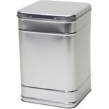 1x Zilver vierkant opbergblik/bewaarblik 25 cm - Zilveren voorraadblikken - Voorraadbussen