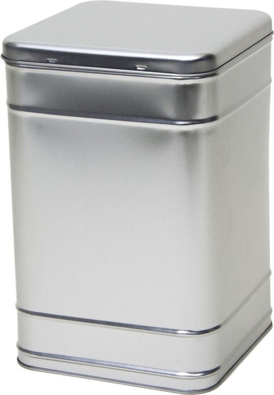 1x Zilver vierkant opbergblik/bewaarblik 25 cm - Zilveren voorraadblikken - Voorraadbussen