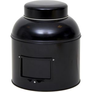 1x Zwart rond opbergblik/bewaarblik met etikethouder 24 cm - Zwarte voorraadblikken met labelhouder - Voorraadbussen