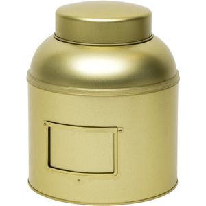 1x Goud rond opbergblik/bewaarblik met etikethouder 24 cm - Gouden voorraadblikken met labelhouder - Voorraadbussen