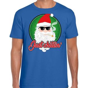 Fout Kerst shirt t-shirt - Just chillin - blauw voor heren - kerstkleding kerst outfit