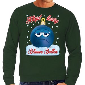 Foute kerstborrel sweater / kersttrui Blauwe ballen / blue balls groen voor heren