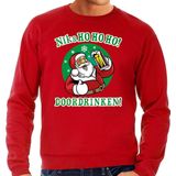 Foute Kersttrui / sweater - bier drinkende Santa - niks HO HO HO doordrinken - rood - voor heren S
