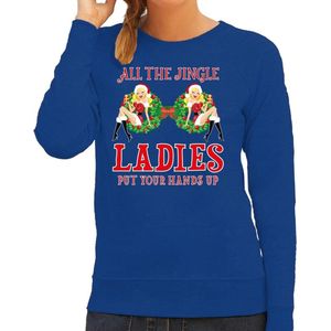 Foute kersttrui / sweater blauw - All the jingle ladies / single ladies / borsten voor dames - kerstkleding / christmas outfit 2XL