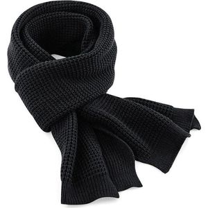 Zwarte, met dikke wafelsteek gebreide sjaal van het merk Beechfield