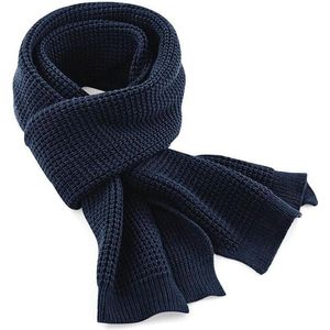 Blauwe, met dikke wafelsteek gebreide sjaal van het merk Beechfield