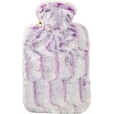 Warm water kruik met warme bont hoes - 2x - lila - 1800 ml - hoogpolig pluche - kinderen/volwassenen - cadeau