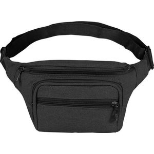 Heuptasje/buideltasje/fanny pack zwart vierkant 25 x 15 cm - Festival musthaves - Festival tasjes - Wandeltasjes - Documententasje voor op reis