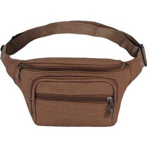 Heuptasje/buideltasje/fanny pack mocca bruin vierkant 25 x 15 cm - Festival musthaves - Festival tasjes - Wandeltasjes - Documententasje voor op reis