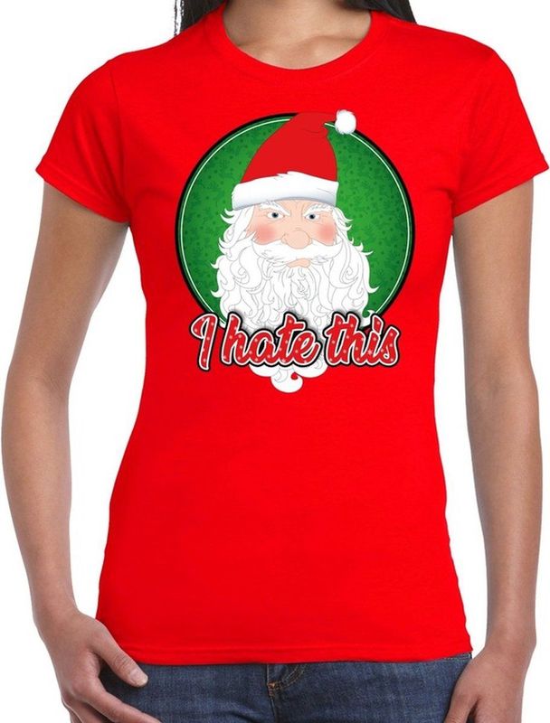 Bellatio Decorations - Fout Kerst T-shirt - Rood - I hate this