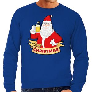 Bellatio - Merry Christmas - Sweater - Blauw - 80% Katoen/20% Polyester