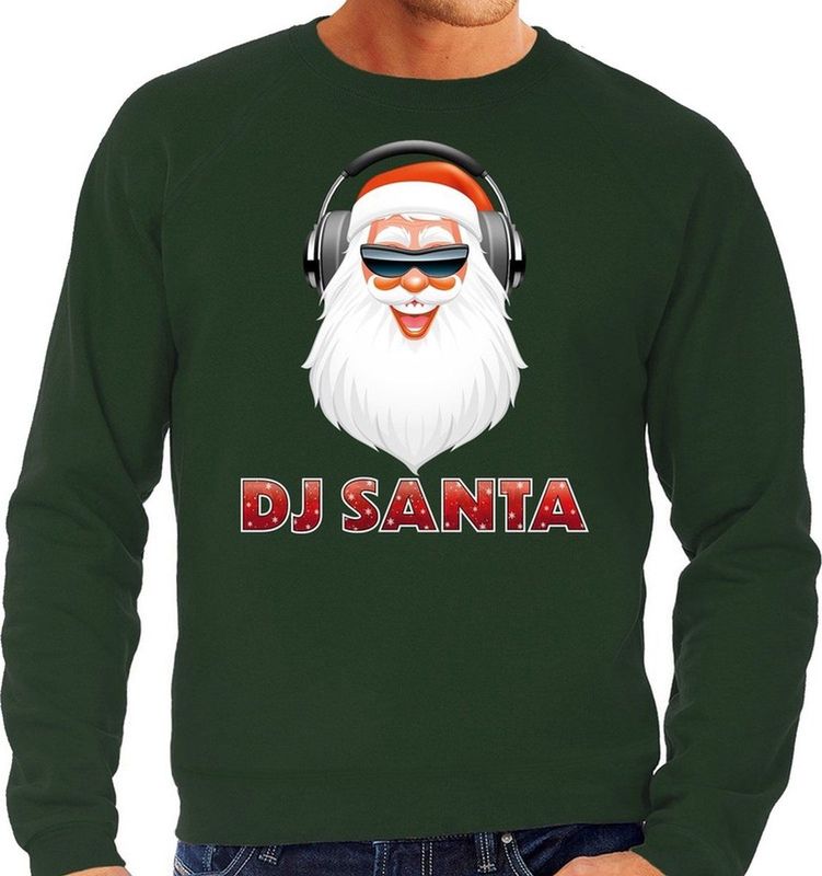 Foute Kersttrui - DJ Santa - Groen - Katoen/Polyester