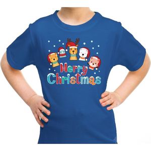 Bellatio Decorations - Dierenvriendjes - T-shirt - Blauw - 100% Katoen