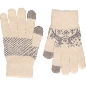 Gebreide winter handschoenen Nordic/wit voor dames