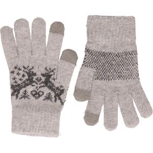 Grijze gebreide handschoenen met Noorse print voor dames