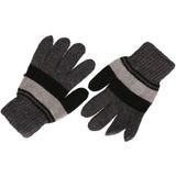 Gebreide winter handschoenen donkergrijs gestreept voor jongens 10-14 jaar