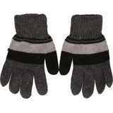 Gebreide winter handschoenen donkergrijs gestreept voor jongens 10-14 jaar