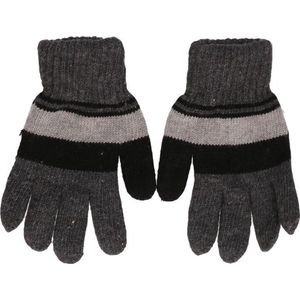 Warme winter handschoenen donkergrijs/gestreept voor jongens - Handschoenen - kinderen
