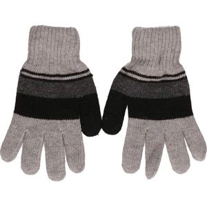 Gebreide winter handschoenen lichtgrijs gestreept voor jongens 10-14 jaar