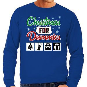 Blauwe foute kersttrui / sweater Christmas for dummies voor heren - kerst truien