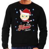 Foute Kersttrui - Merry Miauw Christmas - Zwart - Katoen / Polyester
